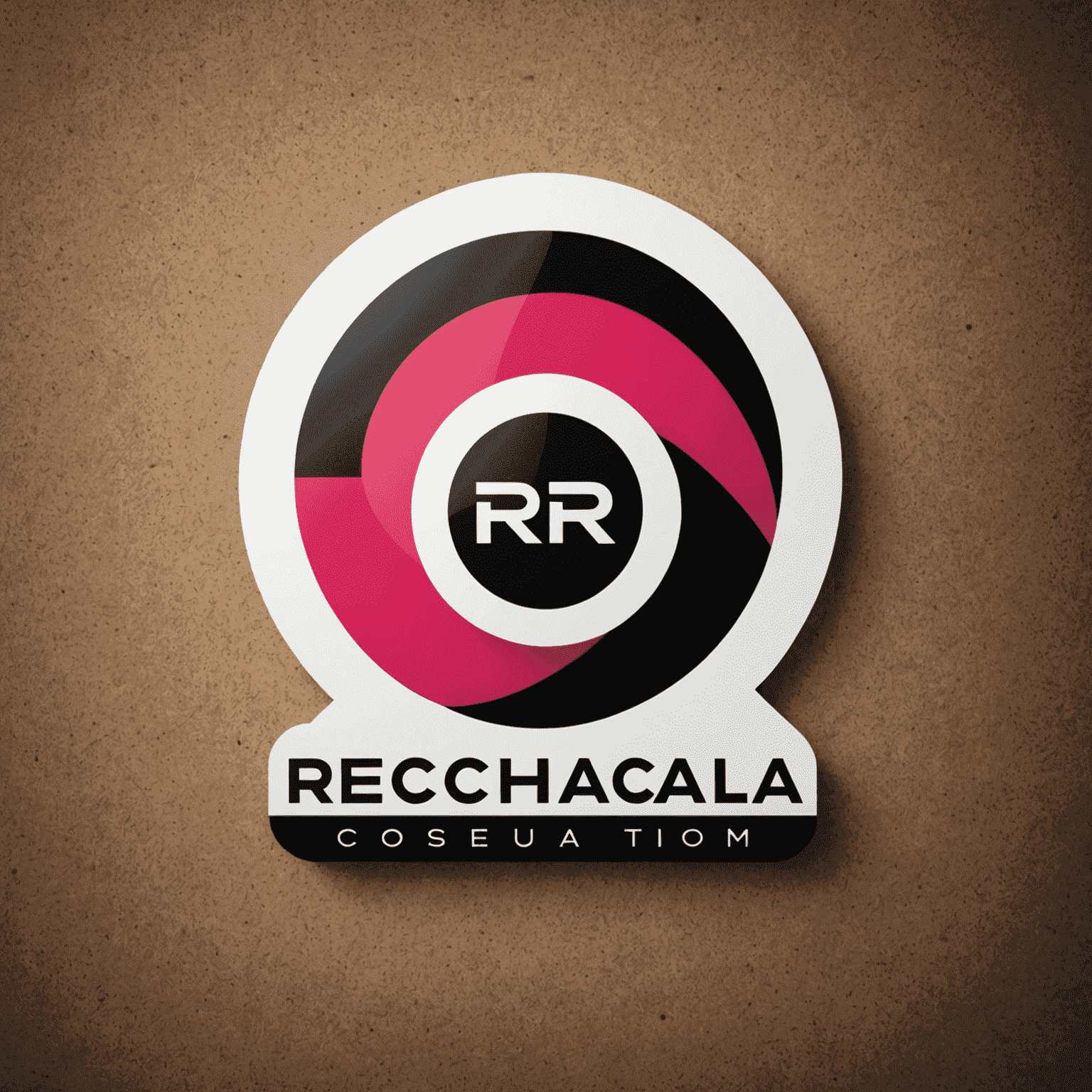 شعار rechacala_com يعرض تصميمًا حديثًا يجمع بين الأحمر والوردي والأسود والأبيض، ويشير إلى حلول الاتصالات المتنقلة