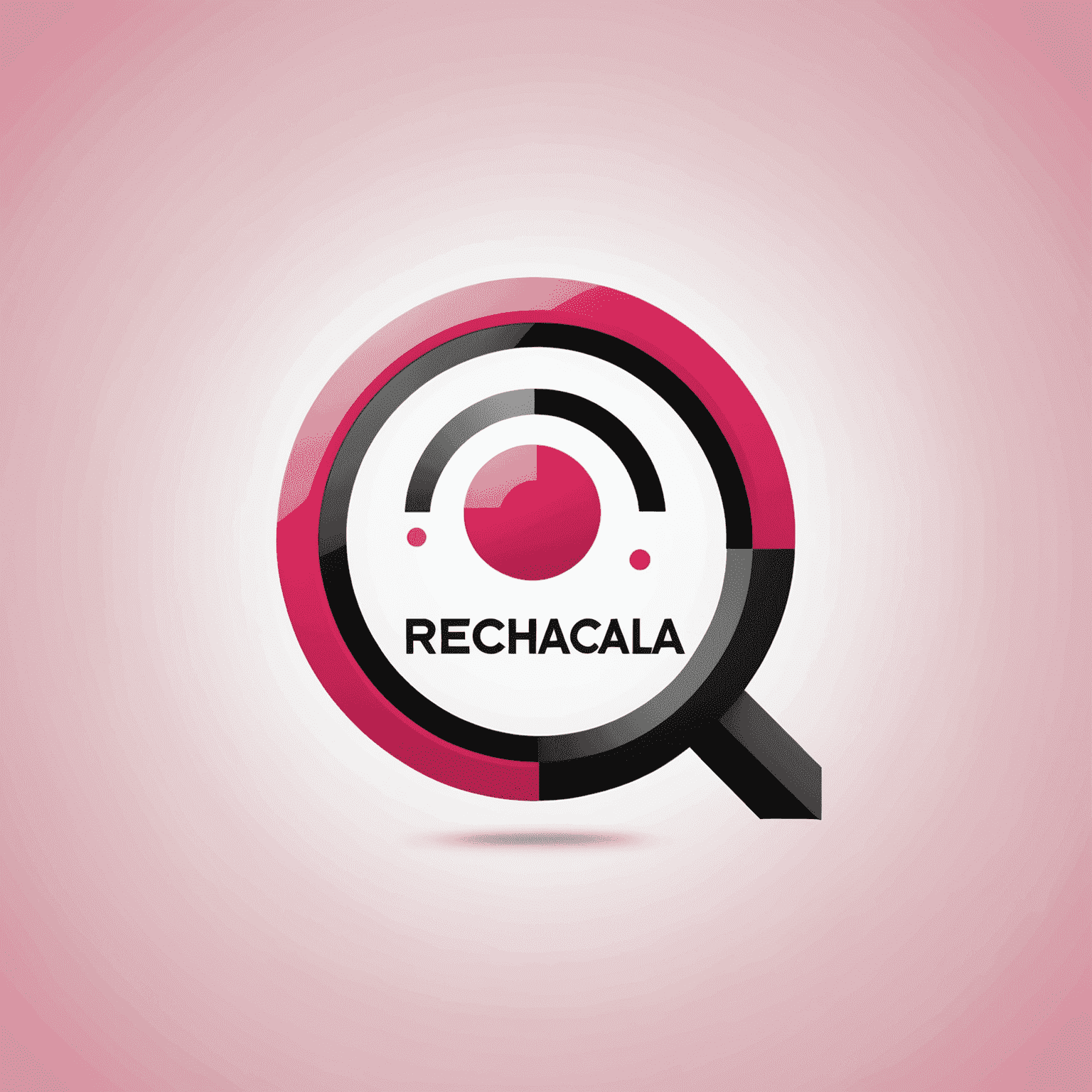 شعار rechacala_com يعرض تصميمًا حديثًا يجمع بين الأحمر والوردي والأسود والأبيض، ويشير إلى حلول الاتصالات المتنقلة