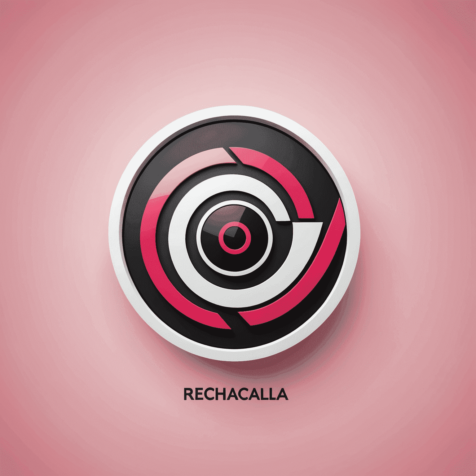 شعار rechacala_com يعرض تصميمًا حديثًا يجمع بين الأحمر والوردي والأسود والأبيض، ويشير إلى حلول الاتصالات المتنقلة
